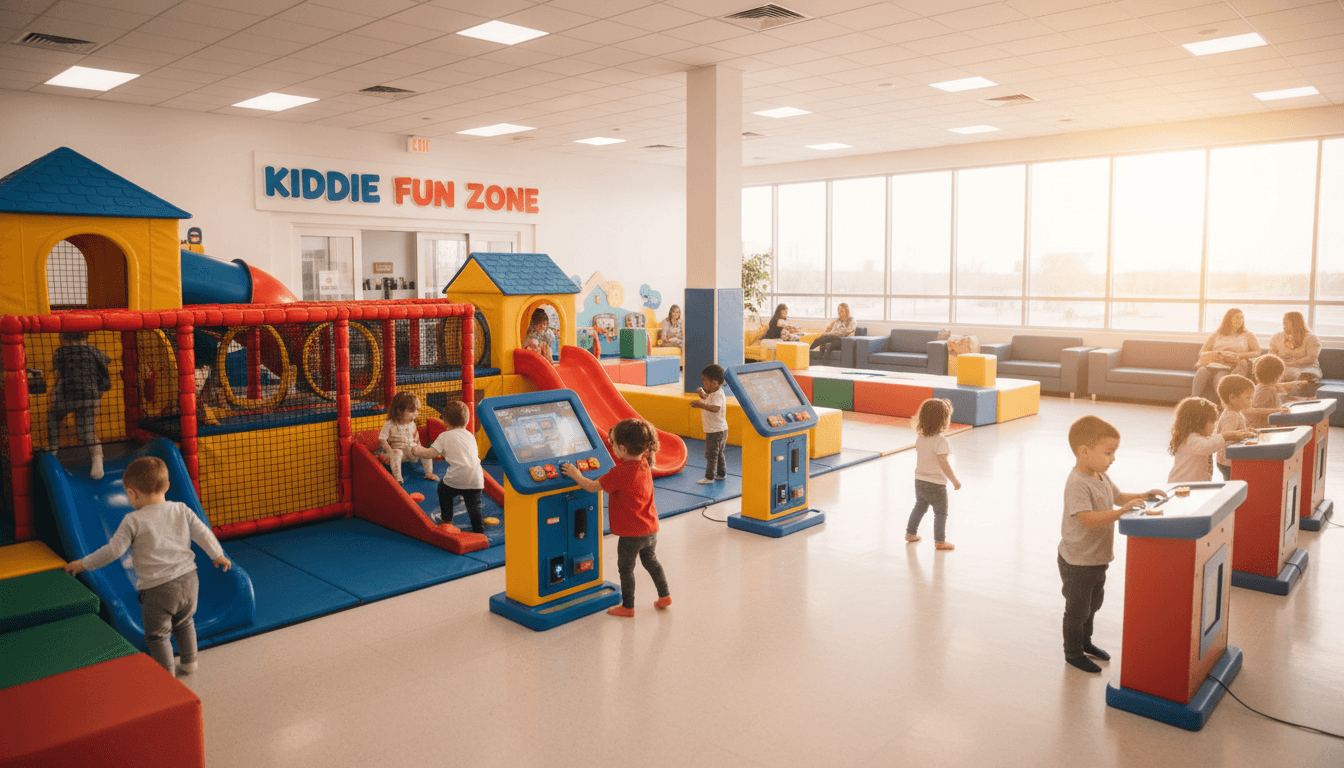 Modern indoor playground with soft play structures
